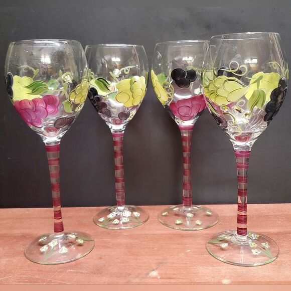 1990's Home Essentials Grapes Wine Glasses - Picture 10 of 10